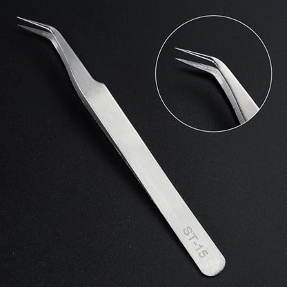 Precision Tweezers Set,Upgraded Stainless Steel of Craft Tweezers - Extra Fine,Angled,Blunt Tips for Electronics,Hobby, Industrial,Laboratory Work,Jewelry-Making,Model,Cooking