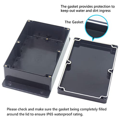 Junction Box, Zulkit Project Box Waterproof Dustproof IP65 ABS Universal Electrical Boxes Enclosure with Fixed Ear Black 9.06 x 5.91 x 3.35 inch (230 x 150 x 85 mm)(Pack of 1) - size: 9.06" x 5.91" x 3.35"(Pack of 1)