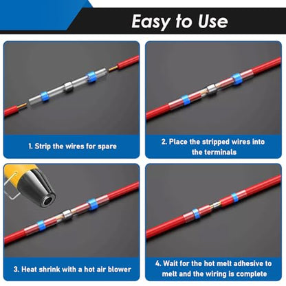 532Pcs Heat Gun for Shrink Tubing, Solder Seal Wire Connectors & Heat Shrink Tubing Kit, 26-6 AWG Waterproof Heat Shrink Wire Connectors with Mini Heat Gun for Marine Electrical - size: 532Pcs