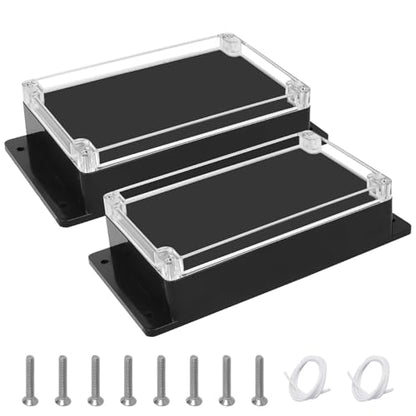 Junction Box with Clear Cover IP65 Waterproof ABS Plastic Universal Project Box with Fixed Ear, Black 7.8"x 4.7"x 2.2"(200x120x56mm)(Pack of 2) - color: 2 packs, size: 7.8"x 4.7"x 2.2"