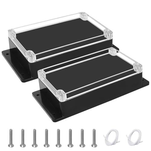 Junction Box with Clear Cover IP65 Waterproof ABS Plastic Universal Project Box with Fixed Ear, Black 7.8"x 4.7"x 2.2"(200x120x56mm)(Pack of 2) - color: 2 packs, size: 7.8"x 4.7"x 2.2"