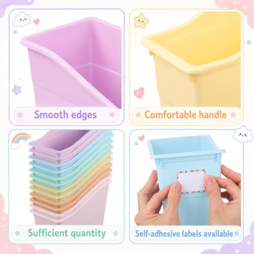 gisgfim 12 Pack Large Book Bins with Labels (Pastel) - color: Pastel