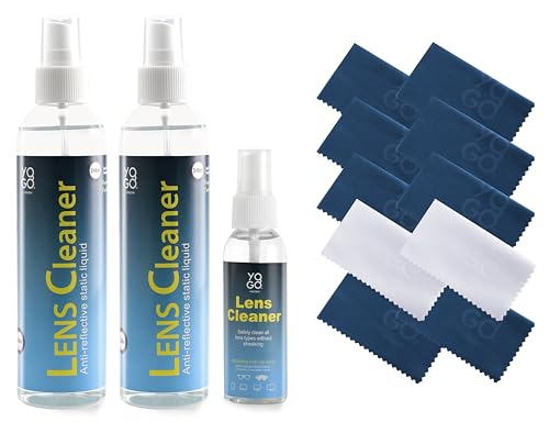 Lens Cleaner Spray 3 Eyeglass Cleaner, with 10 Microfiber Cloths Kit Ammonia and Streak Free Safe for Eyewear and Electronics - size: 13 Piece Set