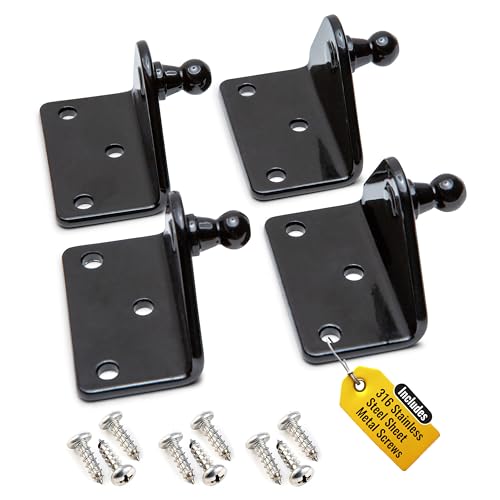 10MM Ball Stud Mounting Black Bracket for Gas Struts - Heavy Duty Lift Support Shock Brackets with Stainless Steel Screws - Ideal for Spring Hood Struts & Closer Piston Prop Mounts – x4 Angled - color: Black, size: x4 Angled 10mm