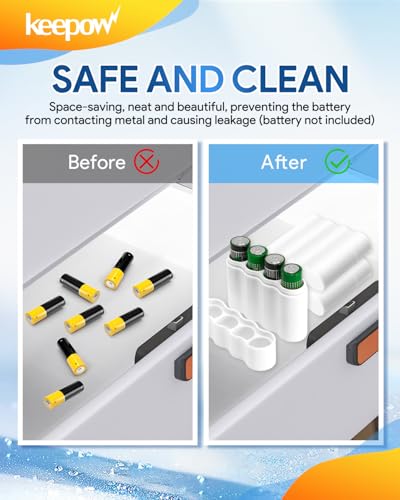 KEEPOW 2 Pcs Slimline AA Battery Storage Case Holder, White - size: 2*AA Battery Case