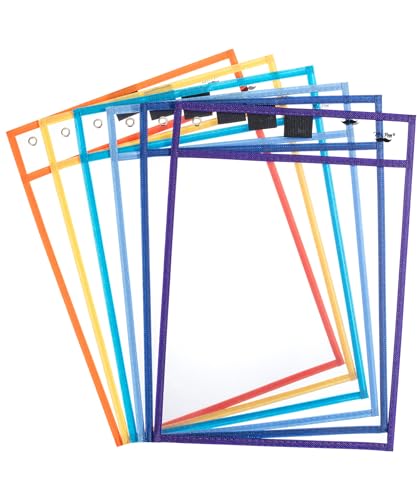 Mr. Pen- Reusable Dry Erase Pocket Sleeves, 10" x 14", 6 Pack, Colorful - color: Winter, size: 6 Pack