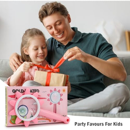 Rongon 10X Kids Magnifying Glass Handheld Magnifier for Children (Pink) - color: Pink