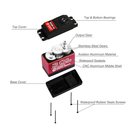 2Pack DS3230MG Upgraded High Torque 30KG Digital Servo Motor, Full Metal Gear Waterproof Steering RC Servo for 1/8 1/10 Scale RC Car Crawler Control Angle 270°