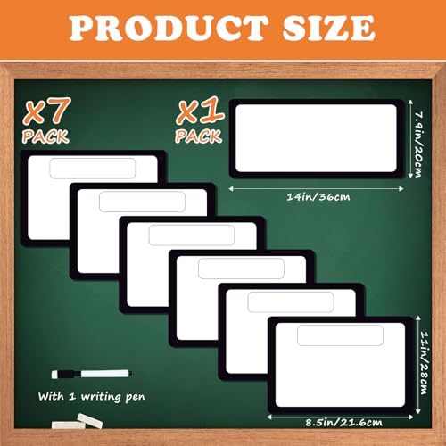7 Pack Magnetic Write & Wipe Paper Organization Chart,Pen Dry Erase Objectives Labels Learning Magnets for Classroom Organization Whiteboard Teacher Student Teaching Supplies,Black and White - style: Black and White