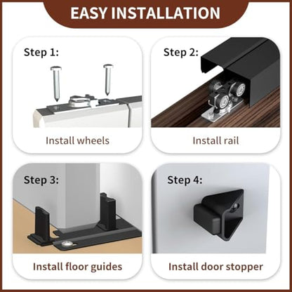 Heavy Duty Bypass Sliding Closet Door Track Hardware 84", 7 FT Aluminium Pocket Door Track Rail Set, Smoothly and Quietly, for 2 Door System,Black - size: XC40 84"-B