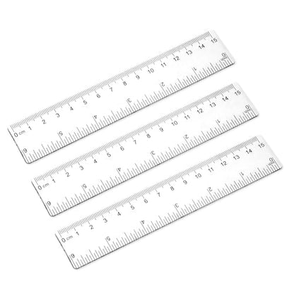 3 Pack 6 Inch Ruler Set Plastic Straight Ruler Transparent Measuring Tool Acrylic Clear Ruler for School Office Student - color: Transparent, size: 3 x 6 Inch