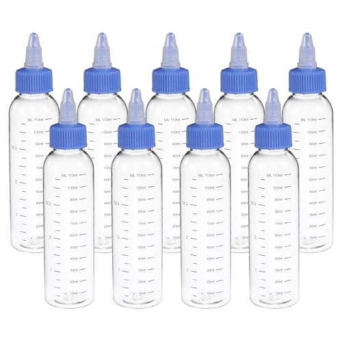 PATIKIL 110ml 4oz,9 Pcs Plastic Squeeze Dispensing Bottles,Transparent,Blue - color: Transparent/Blue, size: 110ml
