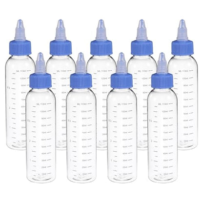 PATIKIL 110ml 4oz,9 Pcs Plastic Squeeze Dispensing Bottles,Transparent,Blue - color: Transparent/Blue, size: 110ml