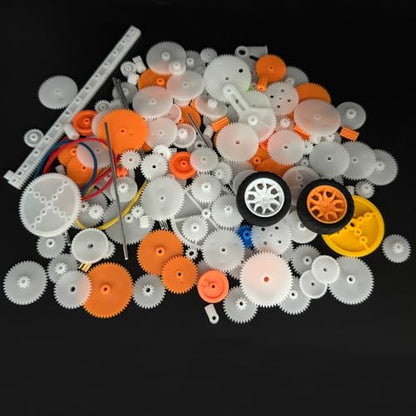 174PCS Plastic Gear Set Single Gear Spindle Gear Small Motor Gear for DC Motor RC Car Truck Robot DIY Model Toy Gear Replacement Module 0.5 Gears Axle Tire Gear Belt Bushings Rack DIY Set (174)