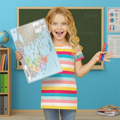 Greece Map Poster 11x17 | Laminated Double-Sided Geography Chart with Color Map Front & Blank Outline Back | Reusable Classroom & Homeschool Learning Tool - color: Greece