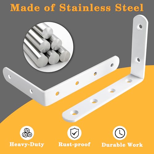 Alise White Floating Shelf Brackets 5x3 Inch,L Brackets for Shelves,4 Pcs - color: White, size: 5x3 Inch