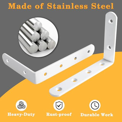 Alise White Floating Shelf Brackets 5x3 Inch,L Brackets for Shelves,4 Pcs - color: White, size: 5x3 Inch