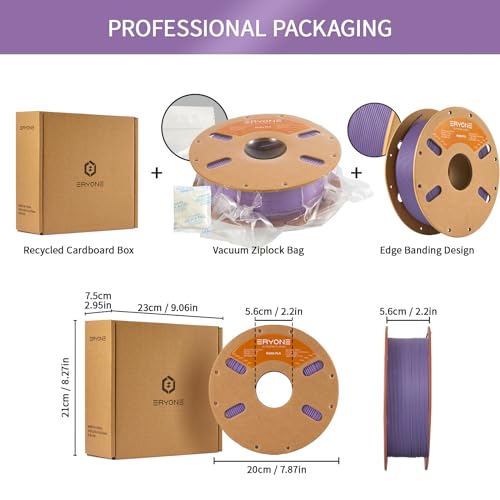 ERYONE Matte 3D Printer PLA Filament 1.75 +/- 0.03mm, Matte Filament PLA 1KG(2.2LBS) Spool, Blue Lilac - color: Matte Blue Lilac