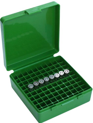 MTM 100 Round Flip-Top Ammo Box 38/357 Cal (Green) (Pack of 4) - color: Green, size: Pack of 4