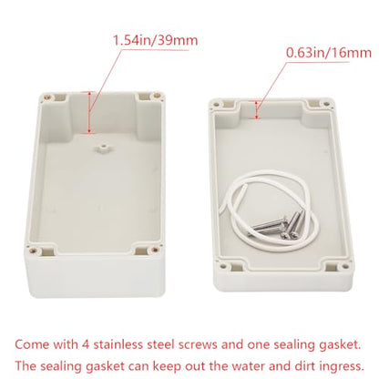 Project Box IP65 Waterproof Junction Box ABS Plastic Electrical Boxes DIY Electronic Project Case Power Enclosure White6.22x3.54x2.36 inch (158 x 90 x60 mm) - color: White, size: 6.22"x3.54"x2.36"