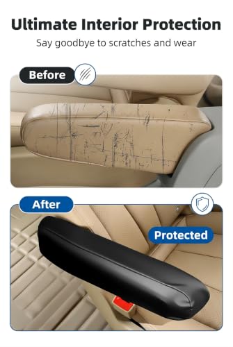 2 PCS Car Armrest Cover, Protector Sleeve with Storage Pocket Black