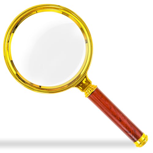 Suaika 10x Handheld Magnifier, 90mm, Gold Handle - size: 90mm