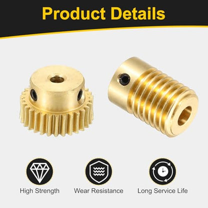 uxcell Worm Gear Set Right Rotation 30T 0.5 Module 1:30 Reduction Rate - size: Gear-3mm, Rod-5mm Bore, style: 0.5M-30T