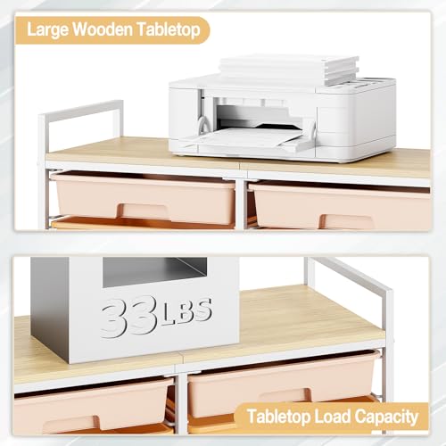 TOOLF 12 Drawers Rolling Storage Cart with Wooden Top for Classroom,Rainbow - color: Rainbow