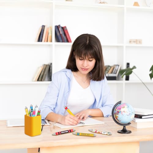 Teacher Appreciation Week Ballpoint Pens Set of 10 – Colorful Crayon-Inspired Teacher Theme Pens with Classroom Supply Designs – Smooth Black Ink Pens for Classroom, Office, and Thank You Gifts - color: Chalk Teacher