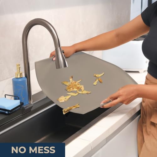 GASARÉ, Non Slip Cutting Board Mat, Grip Mat Pad, Under Kitchen Cutting Board, Raised Edges, Extra Large, Easy to Clean, 19 x 13 Inches, Taupe - color: Taupe