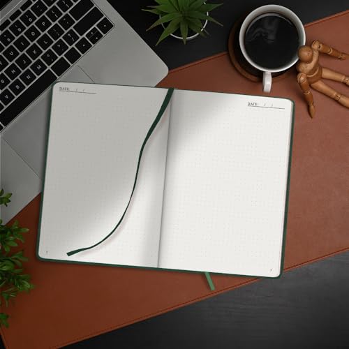 Plexon Dotted Journal Notebook, Notebook Journal 160 Pages, Dotted Notebook Medium 5.7 inches x 8 inches, 120 GSM Thick Paper, Emerald Green, Hardcover - color: Green, style: Dotted