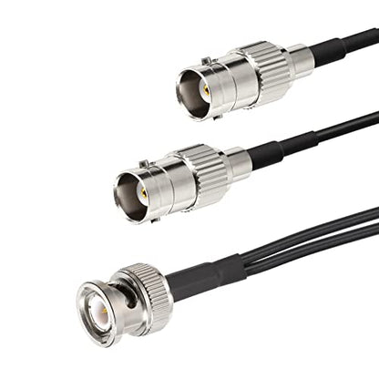 Eightwood BNC Splitter Cable 6in, BNC Male to Dual Female Adapter 50 Ohm - color: male to dual female