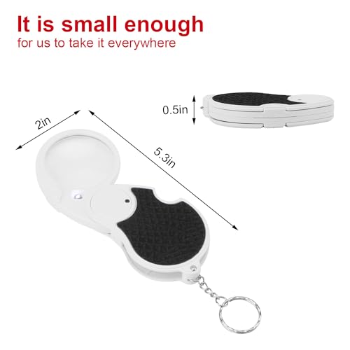 Rongon 5X Magnifying Glasses with Light, Keychain Pocket Folding Magnifier - color: Black-4pcs
