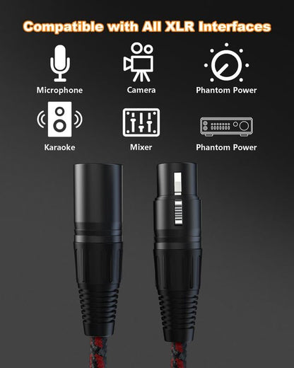 XLR Cables 2ft 2 Pack,XLR Male to Female Microphone Patch Cable - color: Black-Red, size: 2 Feet