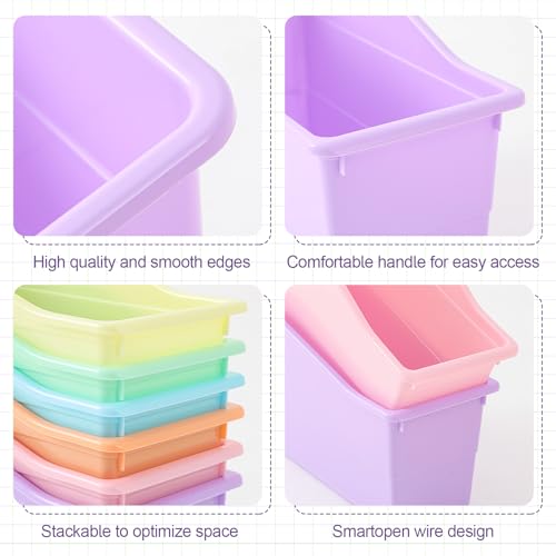 Blosssound Book Bins for Classroom Library, 6 Set, Pastel - color: Pastel
