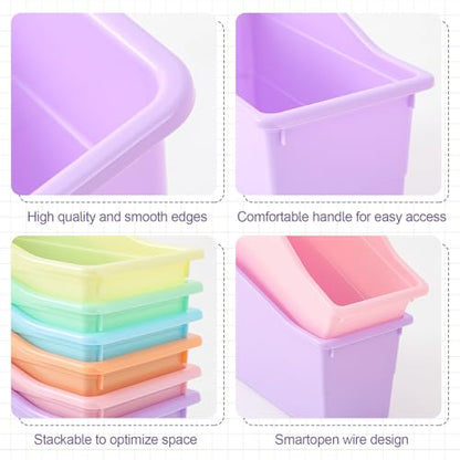 Blosssound Book Bins for Classroom Library, 6 Set, Pastel - color: Pastel
