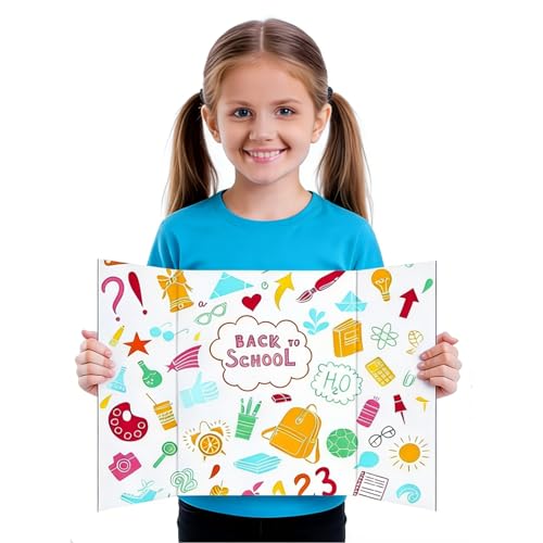 4-Pack Trifold Display Boards, Black+White 24 x 16 Inches Tri-Fold Corrugated Presentation Boards for Classroom Projects, Science Fairs, Business Events, and Exhibits