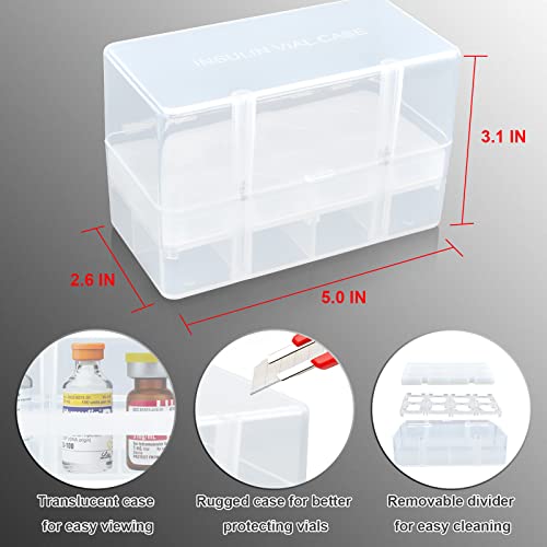 8-Holes Medication Vial Storage Box for Fridge, Insulin Vial Holder Organizer Case Fits Various 5ml-15ml Injectable Medicines Vials - Clear - color: White