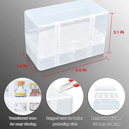 8-Holes Medication Vial Storage Box for Fridge, Insulin Vial Holder Organizer Case Fits Various 5ml-15ml Injectable Medicines Vials - Clear - color: White