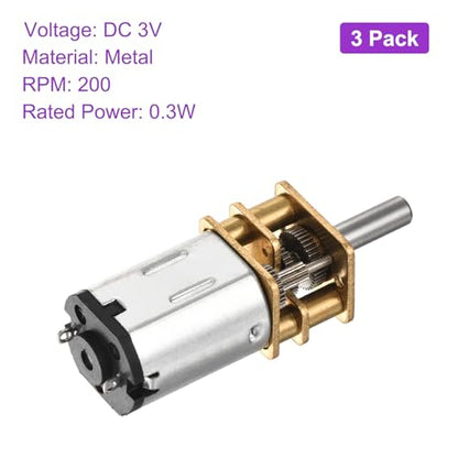 DMiotech 3pcs 3V 200RPM Rated Torque 1.7 Output Shaft Length 10mm Micro DC Speed Reduction Motor Mini Metal Gearbox Motor for RC Car Robot Model DIY RC Toys Engine - style: 200RPM