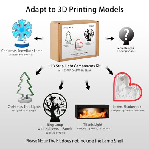 LED Strip Light Components Kit for 3D Printing with 6500K White Light - style: 6500K Cool White Light
