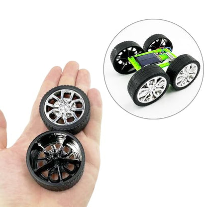 10PCS Toy Car Wheels Model Car Rubber Tire Wheels with 5PCS Shaft Round Axles for for DIY Model Toy RC Car Truck Robot Wheel Replacement Accessories (2.5x45mm) - style: 2.5x45mm