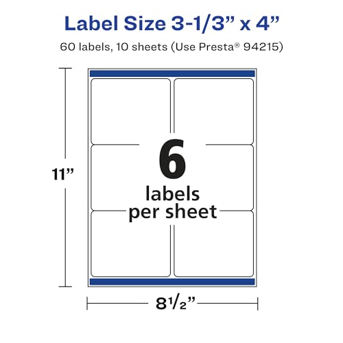 Avery® Printable Durable White Rectangle Labels, Sure Feed® Technology, 3-1/3" x 4", Waterproof Labels, Laser & Pigment-Based Inkjet Compatible, 60 Total - style: 60 labels