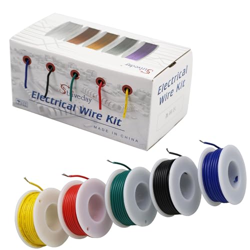 28 AWG Tinned Copper Wire Kit - 5Colors 33 Ft Each (165 Ft Total) Flexible, Heat Resistant Hook Up Wire for Circuit Board, Prototyping, Model Building, Automotive (300V) - color: Box-1, size: 28AWG