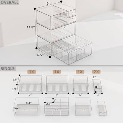 Clear 5-Drawer Stackable Desk Organizer Storage Set - size: 5 drawer clear