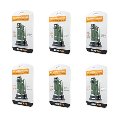 Carson MicroBrite 20x-40x LED Lighted Pocket Microscope for Learning, Education and Exploring - Set of 6 (MM-24MU) - size: Pack of 6
