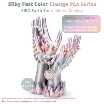 ZIRO 3D Printer Filament PLA, Fast Color Change Silk, 1KG Earth Tone - color: Earth Tone(silk)