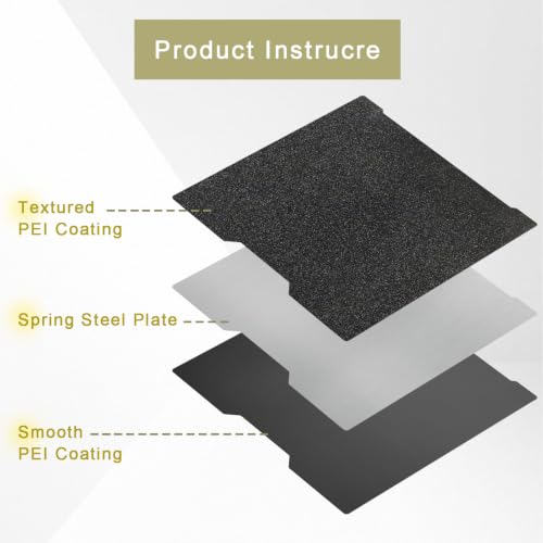 Bambu Lab H2C/A2L Smooth PEI + Textured PEI Build Plate 335x346.5mm, Dual-Sided Spring Steel Magnetic Flex Bed for Bambu Lab H2C A2L 3D Printer - color: Smooth PEI & Textured PEI, size: H2C/A2L