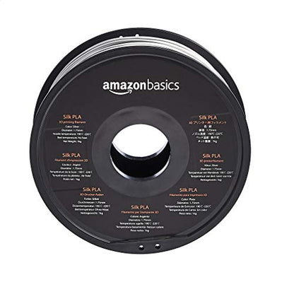 Amazon Basics Silk PLA 3D Printer Filament, 1.75mm, 1 kg Spool (2.2 lbs), Silver, No Heat Bed Required - color: Silver