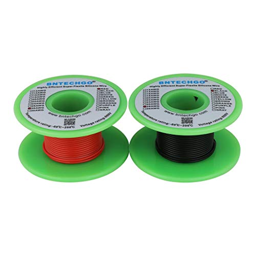 BNTECHGO 28 AWG Silicone Wire Red Black 50ft Stranded Tinned Copper Wire - size: 28 Gauge, 50ft per color